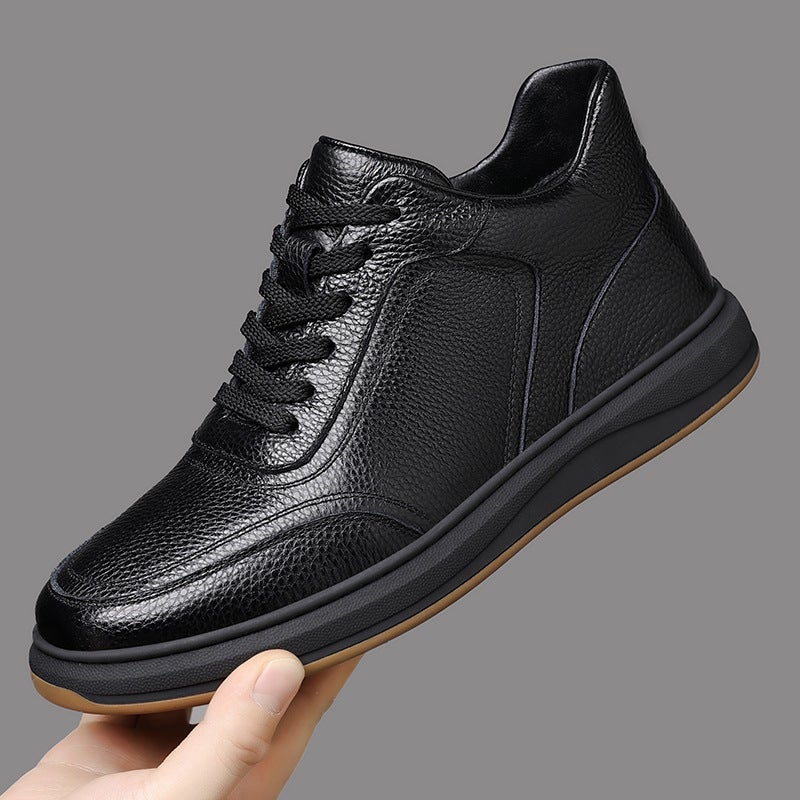 First-Layer Cowhide Winter New Men'S Cotton Shoes Genuine Leather Fleece-Lined Warm Casual Shoes Men'S White Shoes Sneakers Men'S Shoes - Image 1