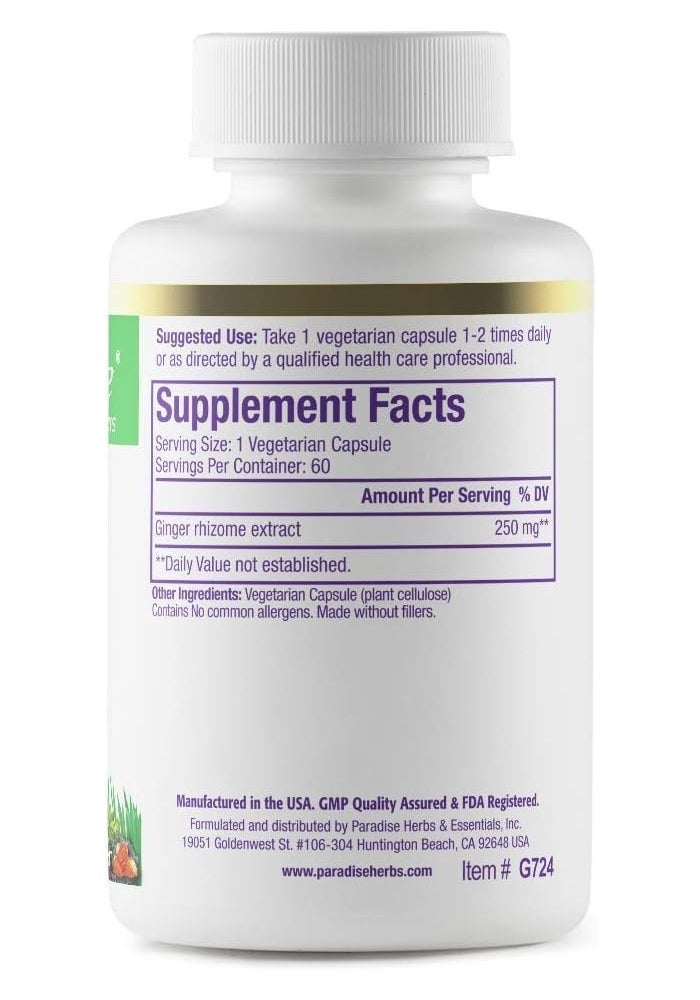 Paradise Herbs Ginger Premium Extract - 60 Vegetarian Capsules for Quality and Potency - Image 2