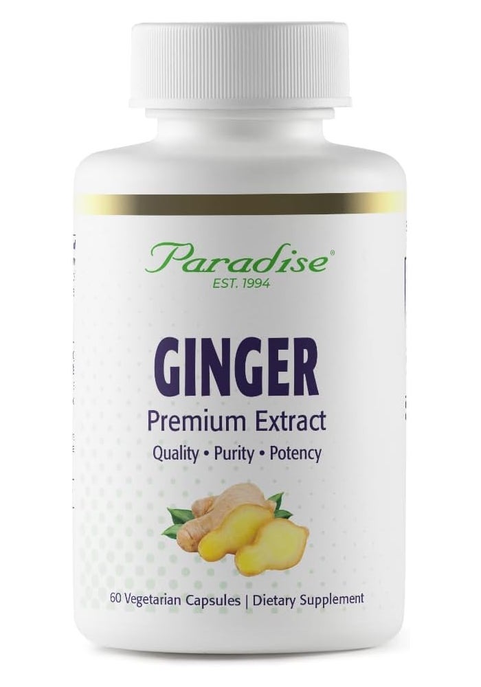 Paradise Herbs Ginger Premium Extract - 60 Vegetarian Capsules for Quality and Potency - Image 1