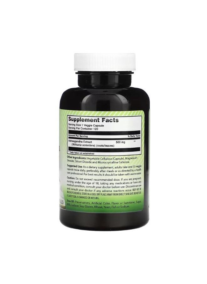 Amazing India Ashwagandha Extract 500 mg 120 Veggie Capsules  - Image 2
