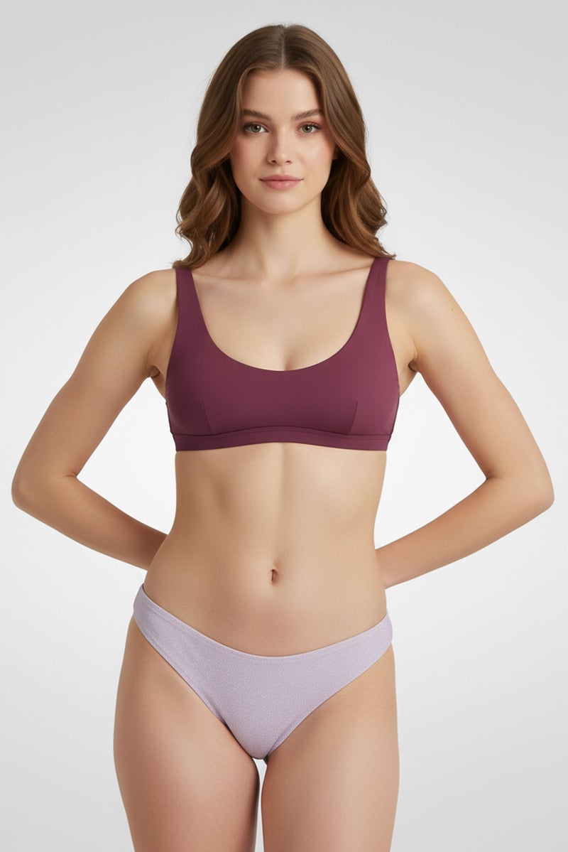 Don't Call Me Jennyfer Women Metallic Pull On Bikini Bottom, Lavender - Image 1