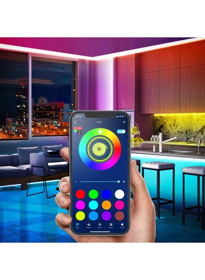 Bluejw 32.8 قدم أضواء شريط LED ذكية مع مزامنة موسيقية وتغيير الألوان، تحكم عبر التطبيق لأضواء LED لغرفة النوم، الحفلات، وزينة المنزل - Image 2