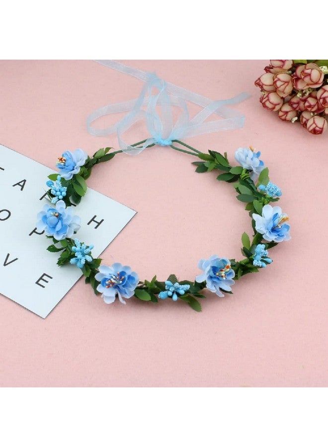 لوف سويتي عصابة رأس من زهور الحب الحلوة مع تاج من الزهور لحفلات الزفاف (أزرق) - Image 5