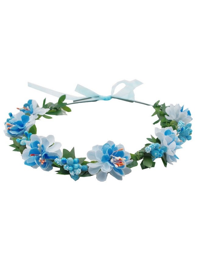 لوف سويتي عصابة رأس من زهور الحب الحلوة مع تاج من الزهور لحفلات الزفاف (أزرق) - Image 3