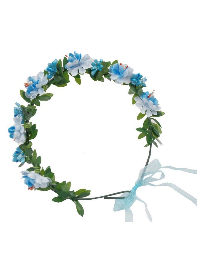 لوف سويتي عصابة رأس من زهور الحب الحلوة مع تاج من الزهور لحفلات الزفاف (أزرق) - Image 4