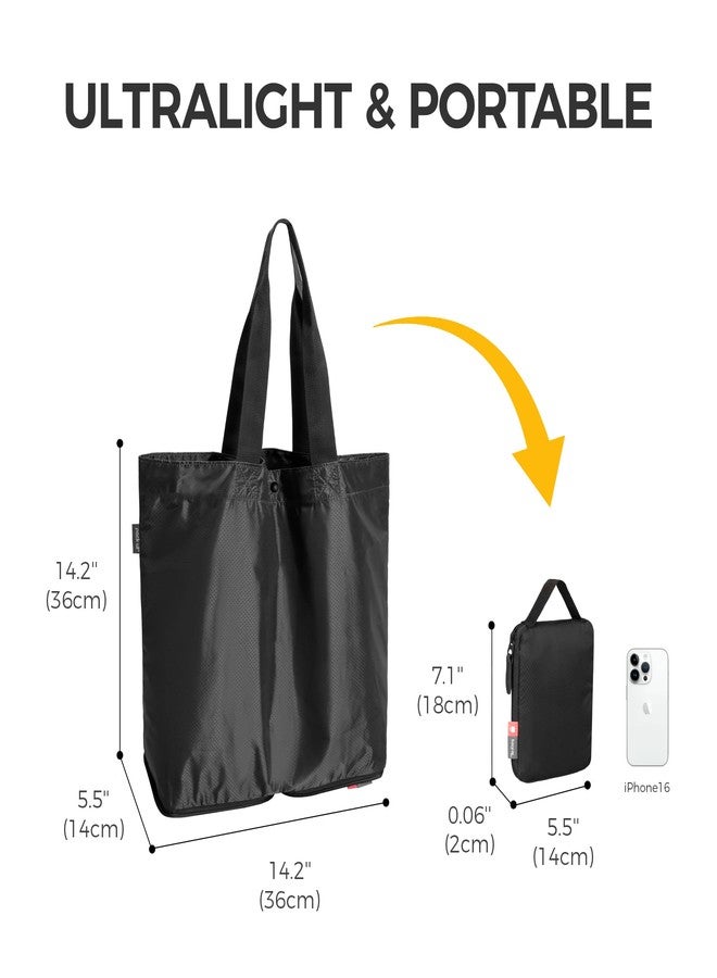 pack all 16L Lightweight Packable Tote Bag, Water Resistant Foldable Grocery Bag, Reusable Shopping Bag (Black) - Image 3