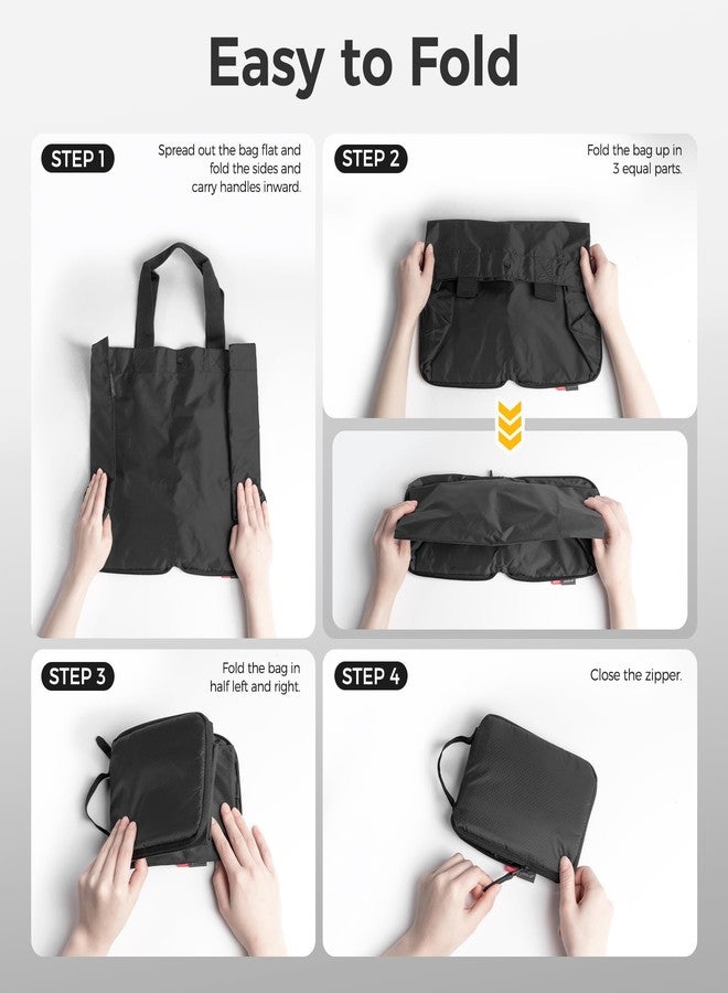 pack all 16L Lightweight Packable Tote Bag, Water Resistant Foldable Grocery Bag, Reusable Shopping Bag (Black) - Image 4