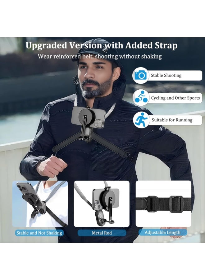 أكلو حامل الهاتف المحمول مع حزام الأمان وتنظيف القماش ، حامل الهاتف المحمول حر اليدين POV ، حامل الهاتف المحمول المغناطيسي للرقبة لالروبوت فون 16 15 14 12 ( رمادي ) - Image 5