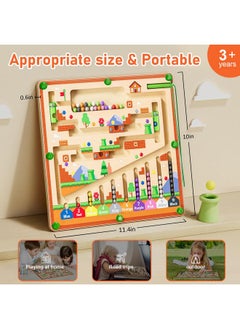 Zhiwuzhu Magnetic Color And Number Maze, Montessori Toys For 3+ Year Old, Wooden Puzzle Activity Board, Fine Motor Skills Toys For Toddlers And Kids Boys Girls Preschoolers 3 4 5 Years Old  - Image 4
