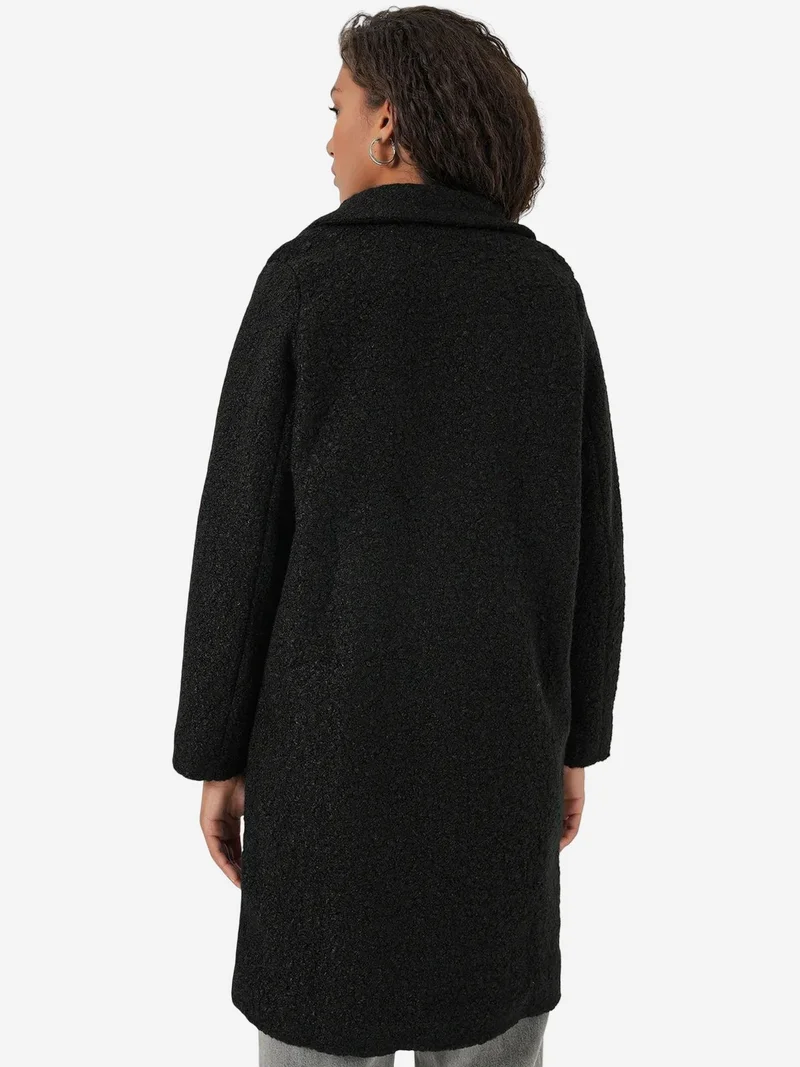 Big Dart Black BDART Oversized Textured Long Plush Coat for Women | Best Price UAE