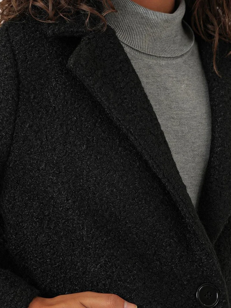 Big Dart Black BDART Oversized Textured Long Plush Coat for Women | Best Price UAE