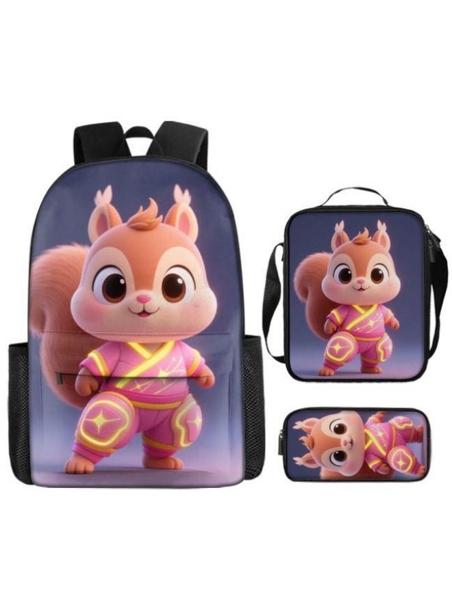 Bright Li Fire Unlock the new fashion of childish fun! Three-piece set of bags, cartoon elements for children and teenagers (students, children, friends' outings, mountain climbing, schooling, etc. can be used) - 21  - Image 2