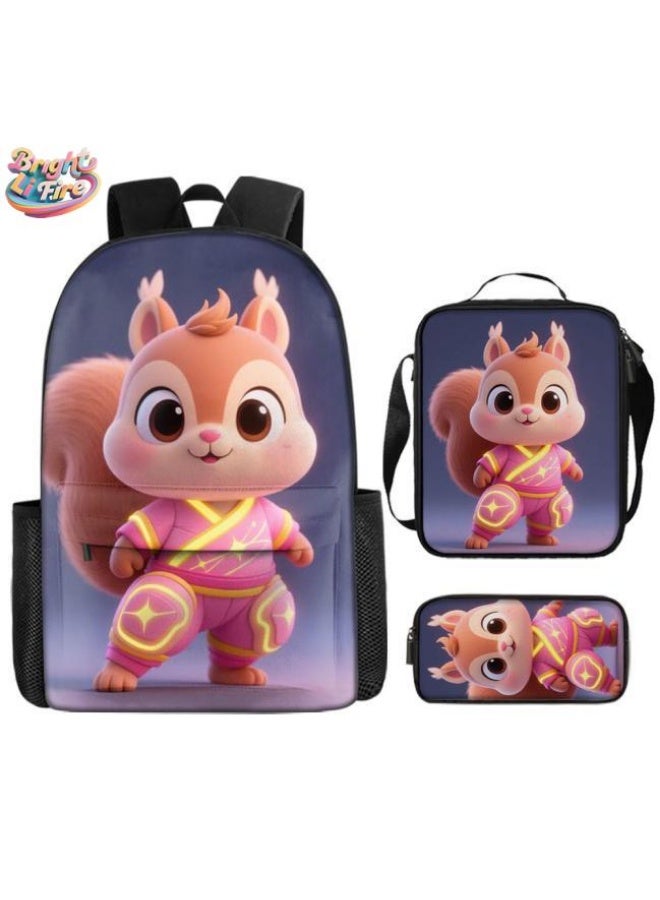 Bright Li Fire Unlock the new fashion of childish fun! Three-piece set of bags, cartoon elements for children and teenagers (students, children, friends' outings, mountain climbing, schooling, etc. can be used) - 21  - Image 1