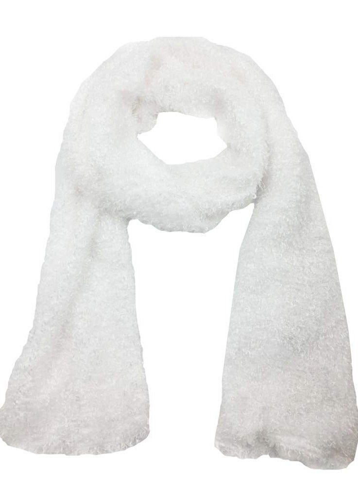 SYOSI LED Plush Scarf for Women Rainbow Neon Rave Fluffy 80s Dance Scarf Sparkly Light Up Jacket White Furry Rave Scarf Costumes Dance Coat Burning man Scarf Light Up Clothing Accessories  - Image 2