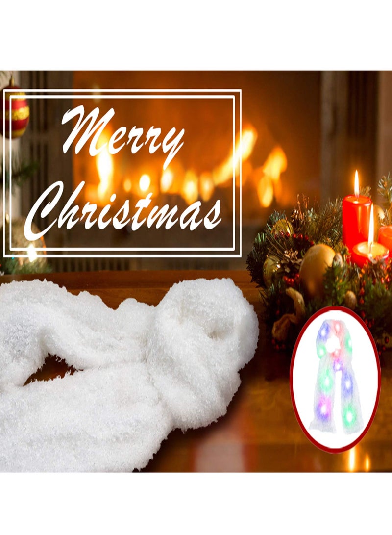 SYOSI LED Plush Scarf for Women Rainbow Neon Rave Fluffy 80s Dance Scarf Sparkly Light Up Jacket White Furry Rave Scarf Costumes Dance Coat Burning man Scarf Light Up Clothing Accessories  - Image 5