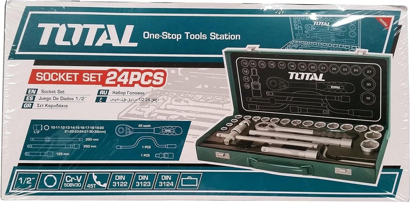 Total 24-Piece Socket Set in Metal Case - Image 3