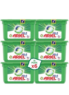 Ariel 3In1 Pods, Original Scent, Ariel Liquid Detergent, Powerful Stain Remover Detergent, Pack Of 6 X 15 Pods (90 Capsules)