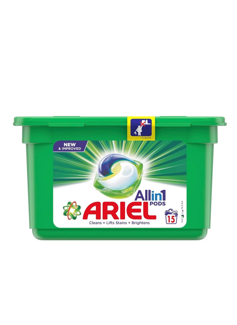 Ariel - Ariel 3In1 Pods, Original Scent, Ariel Liquid Detergent, Powerful Stain Remover Detergent, Pack Of 6 X 15 Pods (90 Capsules) - Image 1