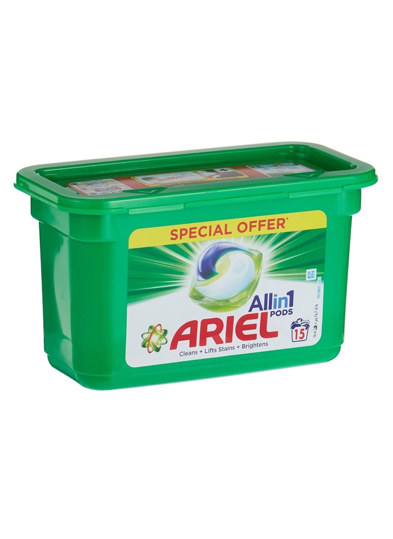 Ariel - Ariel 3In1 Pods, Original Scent, Ariel Liquid Detergent, Powerful Stain Remover Detergent, Pack Of 6 X 15 Pods (90 Capsules) - Image 1