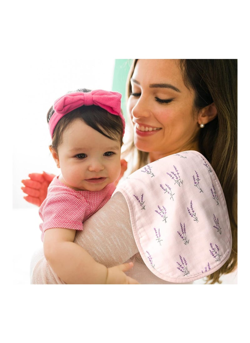 LifeTree Pack Of 2 Muslin Baby Burp Cloths, Lavender And Mauve  - Image 2