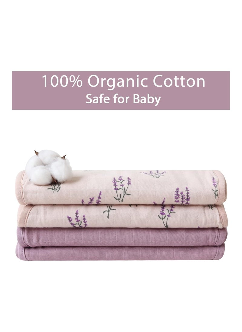 LifeTree Pack Of 2 Muslin Baby Burp Cloths, Lavender And Mauve  - Image 3