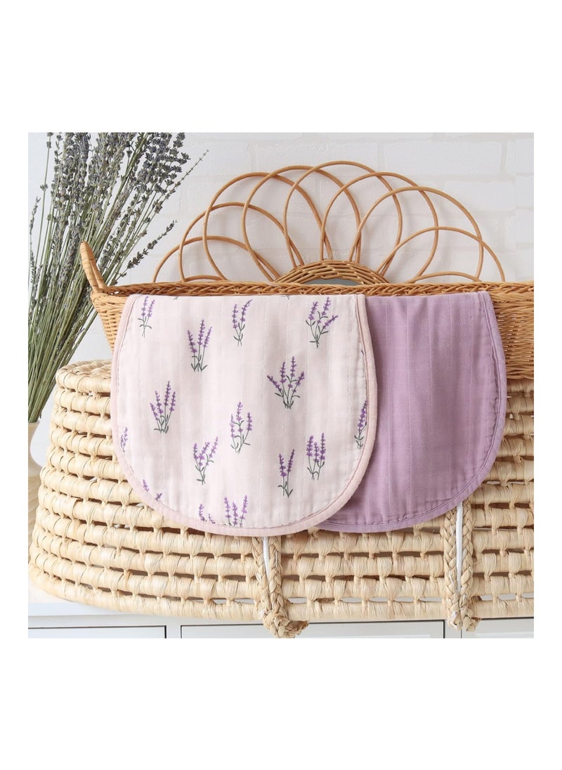 LifeTree Pack Of 2 Muslin Baby Burp Cloths, Lavender And Mauve  - Image 5