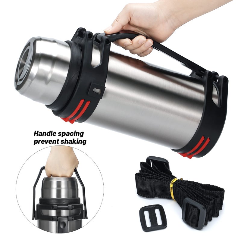 Olerd Large Thermosflask- 101oz Stainless Steel Insulated Bottle for Travel with BPA Free Cup - 3L Oversized Vacuum Insulated Thermoses with Handle and Strap for Hot & Cold Drinks - Image 4