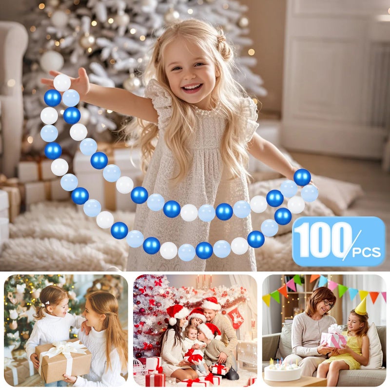 GOGOSO Ball Pit Balls for Toddler, Baby Plastic Playballs Kids Soft Pastel Pelotas Non-Toxic BPA-Free Pearl Blue+Light Blue+White 100 Balls - Image 3