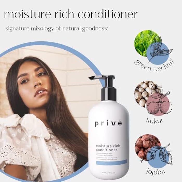 Prive Moisture Rich Conditioner Nourishes Dry Hair/Smoothes Frizz/Contains Organic Shea Butter (12 Oz) - Image 2