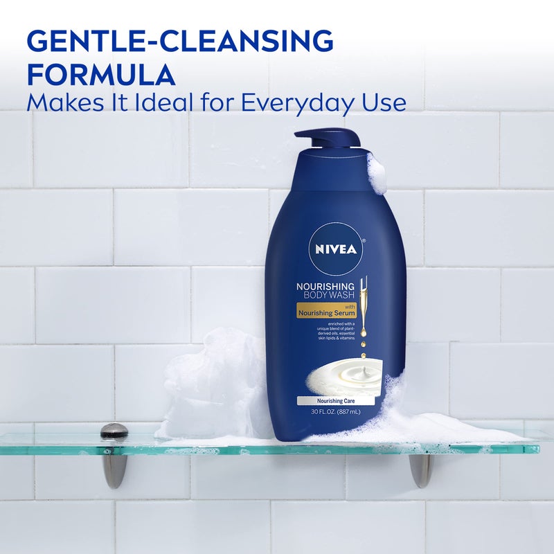 NIVEA Nourishing Care Body Wash with Nourishing Serum, 30 Fl Oz Pump Bottle (Pack of 2) - Image 2