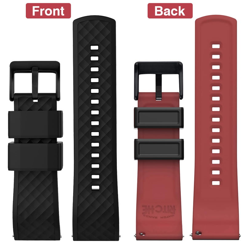 Ritche Silicone Watch Bands 18mm 20mm 22mm 24mm Quick Release Rubber Watch Bands for Men, Black / Crimson Red / Black, 20mm, Classic,Sport - Image 4