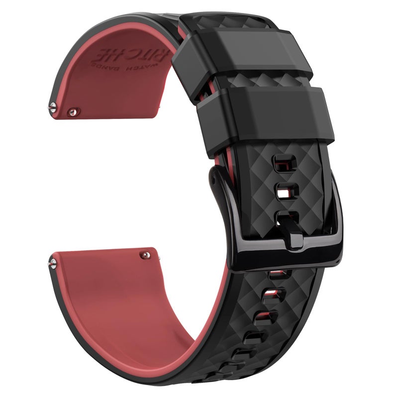 Ritche Silicone Watch Bands 18mm 20mm 22mm 24mm Quick Release Rubber Watch Bands for Men, Black / Crimson Red / Black, 20mm, Classic,Sport - Image 1
