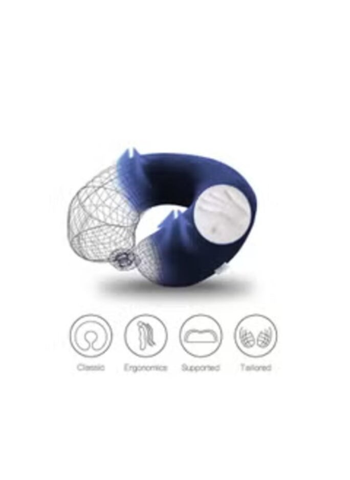 House One - Velvet Neck and Travel Pillow 30x25x10 cm - Dark Blue - Image 1