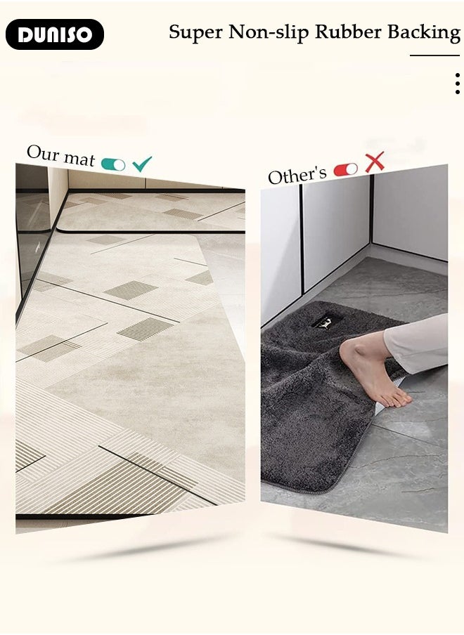 DUNISO 2 PCS  Kitchen Mats and Rugs Set , Non Slip Heavy Duty Standing Mat, Quick Dry Diatom Mud Floor Mat,  Extra Soft and Absorbent Floor Mats for  Kitchen, Bath, Office, Laundry(40*60cm+40*120cm)  - Image 3