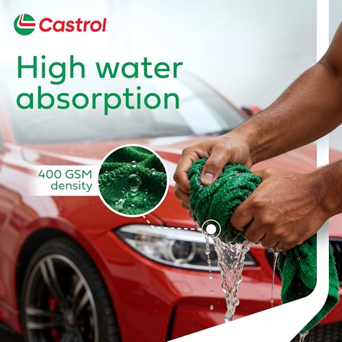 Castrol Microfibre Cloth for Cleaning | 400 GSM Thick Lint & Streak-Free Multipurpose and Reusable Cloth | High Water Absorption and Retention for Effortless Cleaning (Pack of 1, 40x40cm) - Image 3