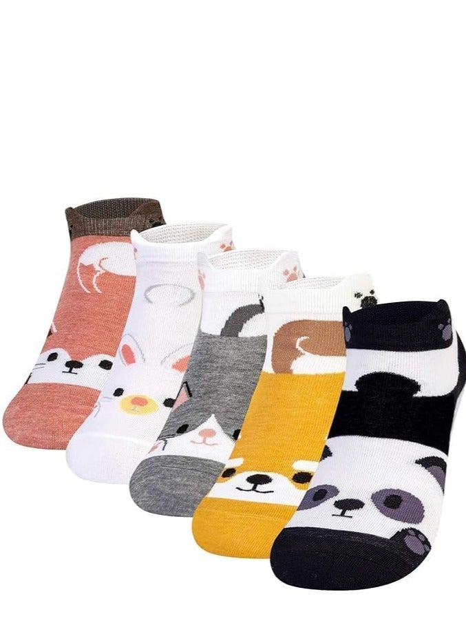 5 Pairs Anti Slip Socks, No Show Kids Socks, Soft Fibers and Breathable, Professional Non Slip Grippers, for 6-12 Years Girls - Image 1