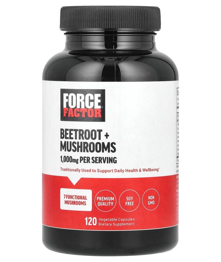 Force Factor Beetroot + Mushrooms 120 Vegetable Capsules