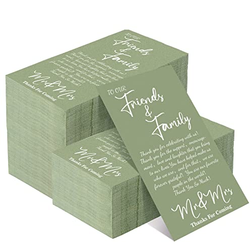 Sumind 100 Pcs Sage Green Wedding Napkins - Thank You 2 Ply Disposable Dinner and Cocktail Beverage Napkins for Newlyweds Receiving Family Friends at Dinner Party - Image 1