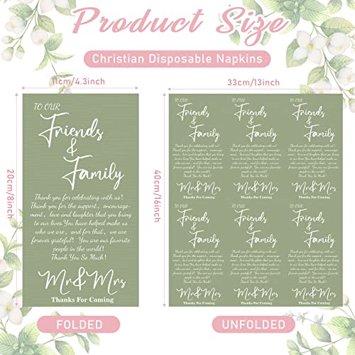 Sumind 100 Pcs Sage Green Wedding Napkins - Thank You 2 Ply Disposable Dinner and Cocktail Beverage Napkins for Newlyweds Receiving Family Friends at Dinner Party - Image 3