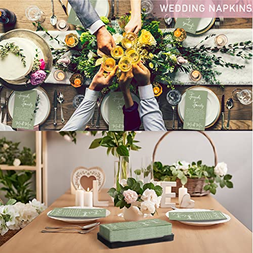Sumind 100 Pcs Sage Green Wedding Napkins - Thank You 2 Ply Disposable Dinner and Cocktail Beverage Napkins for Newlyweds Receiving Family Friends at Dinner Party - Image 5