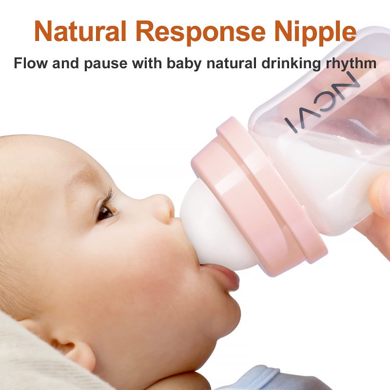 NCVI Baby Bottles Compatible with NCVI Breast Pump 8782/8780-2, Breast Milk Storage Bottles with Nipples and Travel Caps, Anti-Colic, BPA Free, 4.7oz/140ml, 2 Count - Image 4