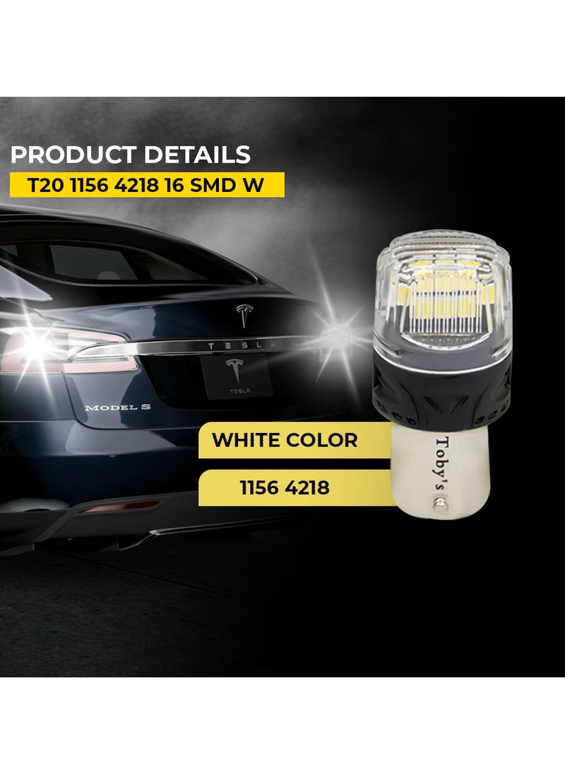 Toby's Toby's Super Bright Power T20 4218 16SMD LED Bulbs with 2835 Chip replacement for Back Up Reverse Brake Lights (White)  - Image 2