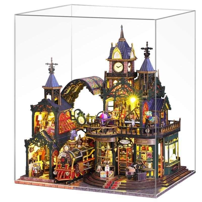 Spilay DIY Dollhouse Miniature House Kit DIY Kit Mini House Model 1:24 مقياس مجموعة بيت الدمى الإبداعية مع غطاء غبار وصندوق الموسيقى أفضل هدية عيد ميلاد عيد الميلاد (مدينة السكك الحديدية المنعزلة) - Image 1