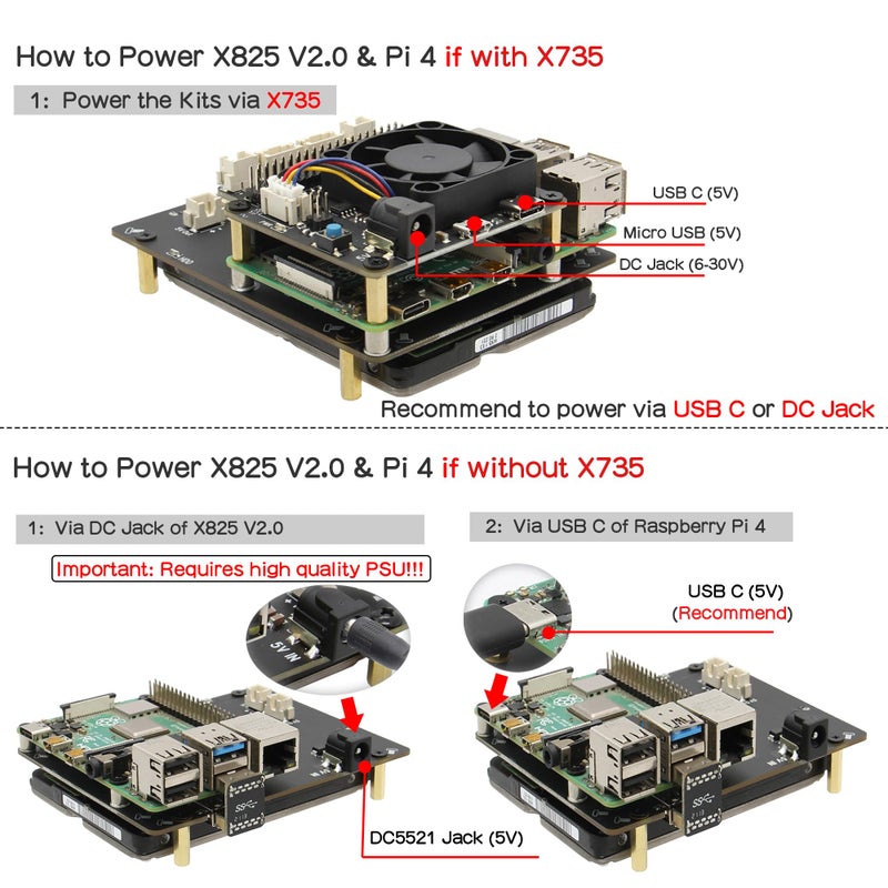 Geekworm for Raspberry Pi 4 SATA Storage, X825 V2.0 2.5 inch SATA HDD/SSD Expansion Board UASP Supported Compatible with Raspberry Pi 4 Model B 1GB/2GB/4GB/8GB Only(Not Include Raspberry Pi) - Image 4