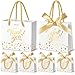 EQOREIIN Small Thank You Gift Bags 50pcs 55x25x47 Inches Small Gift Bags with Handles Bow Ribbon White Paper Bags for Party Favor Mothers DayValentines Day Wedding Baby Shower White - Image 1
