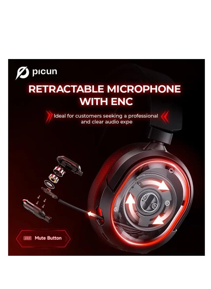 Picun Wireless Gaming Headset, 7.1 Surround Sound,2.4GHz USB Gaming Headphones Bluetooth ENC Noise Canceling Mic, Bluetooth Headset for PC PS5 PS4 Mac Switch  - Image 2