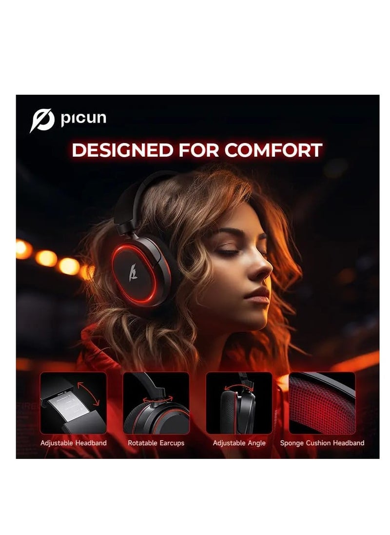 Picun Wireless Gaming Headset, 7.1 Surround Sound,2.4GHz USB Gaming Headphones Bluetooth ENC Noise Canceling Mic, Bluetooth Headset for PC PS5 PS4 Mac Switch  - Image 5