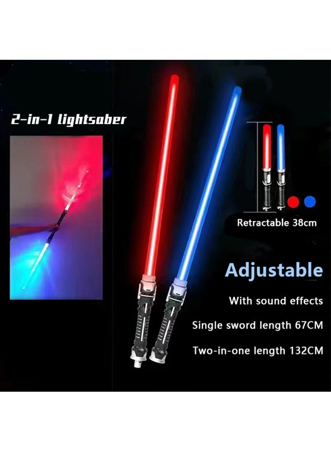 2 Pack Light up Sword Saber with FX Sound (on-Off Control) and Full Retractable Handle, 2 Colors LED Glow in The Dark Toy for Kids Adult - Image 2