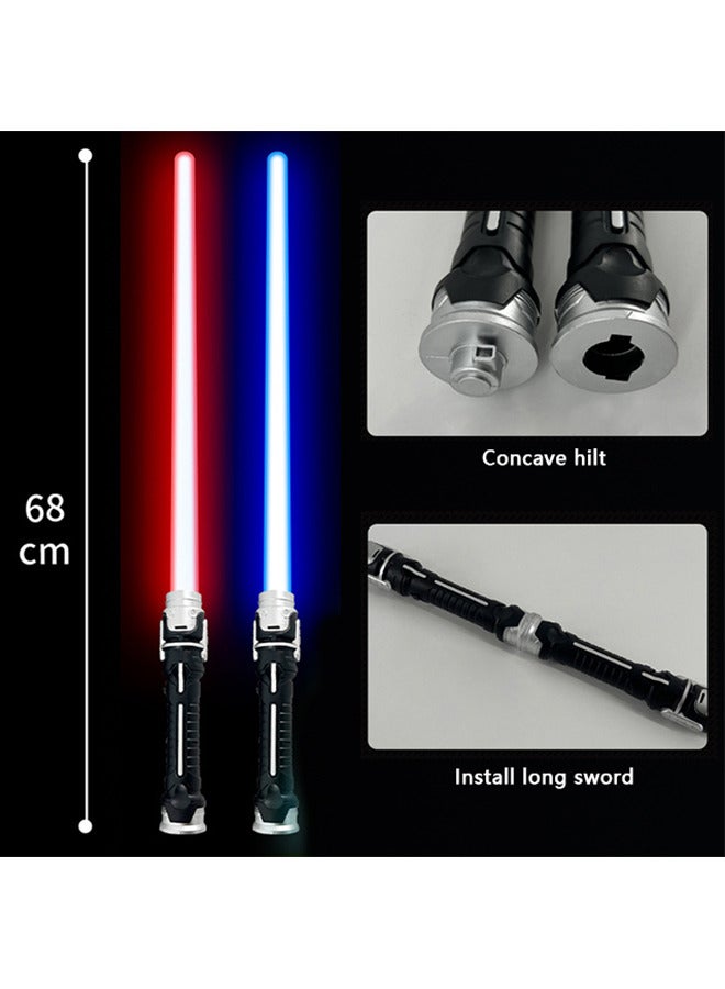 2 Pack Light up Sword Saber with FX Sound (on-Off Control) and Full Retractable Handle, 2 Colors LED Glow in The Dark Toy for Kids Adult - Image 4