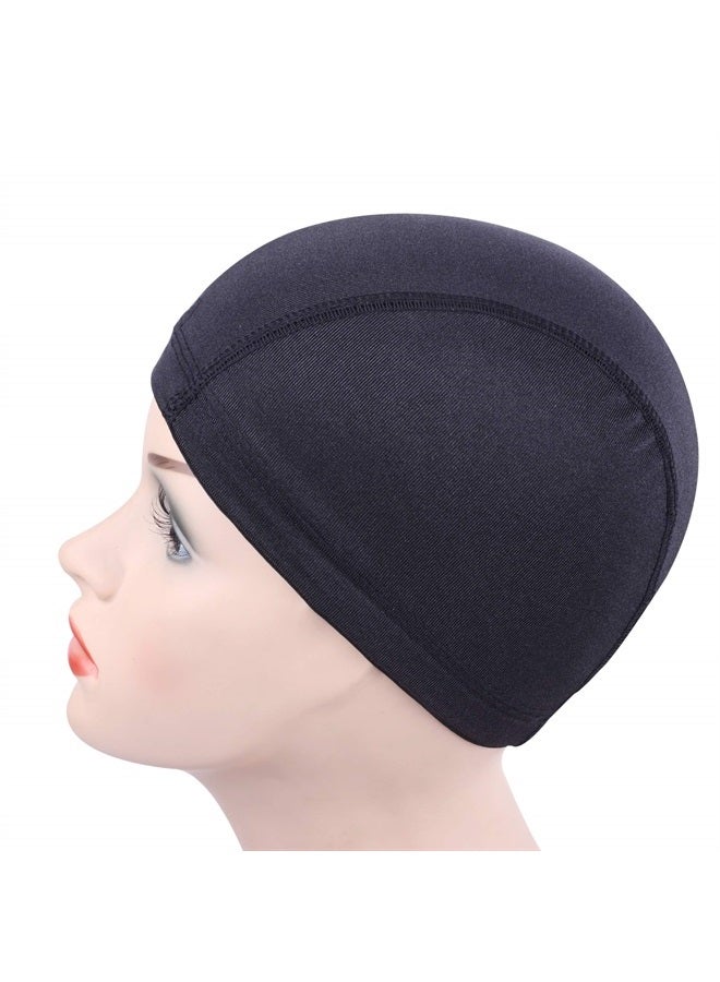 2 PCS Black Dome Caps Wig Caps for Wig Making Stretchable Hairnets Wig Cap with Wide Elastic Band (Dome Cap S)